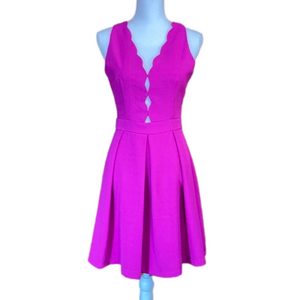 Adelyn Rae Fuchsia Scallop-Neck Mini Dress